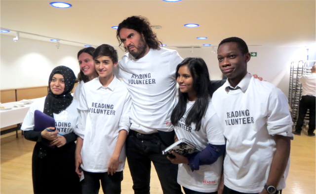 Russell Brand with Reading Volunteers